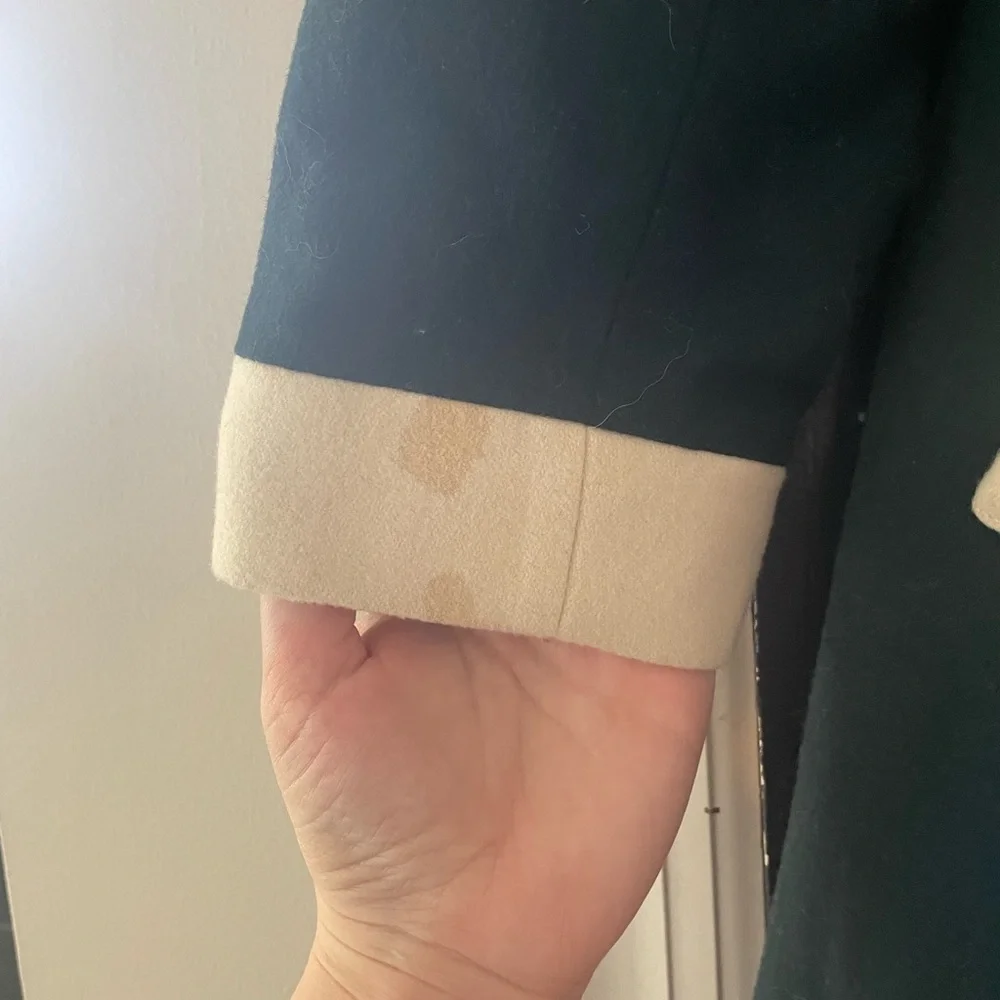 Modcloth Green and Cream Double-Breasted Coat - Picture 2 of 8